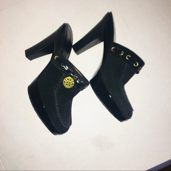 Coach Black Jodey Mules Clog Heels Size 9 - Picture 3 of 7